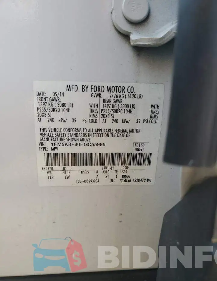 1FM5K8F80EGC55995 Photo# 13