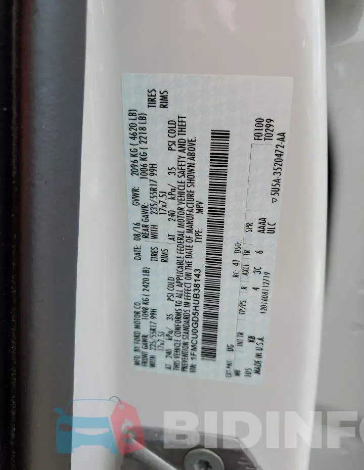 1FMCU0GD5HUB38143 Photo# 12