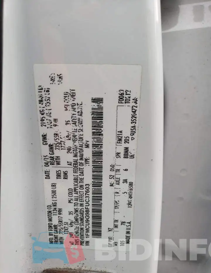 1FMCU9G98FUC37603 Photo# 13