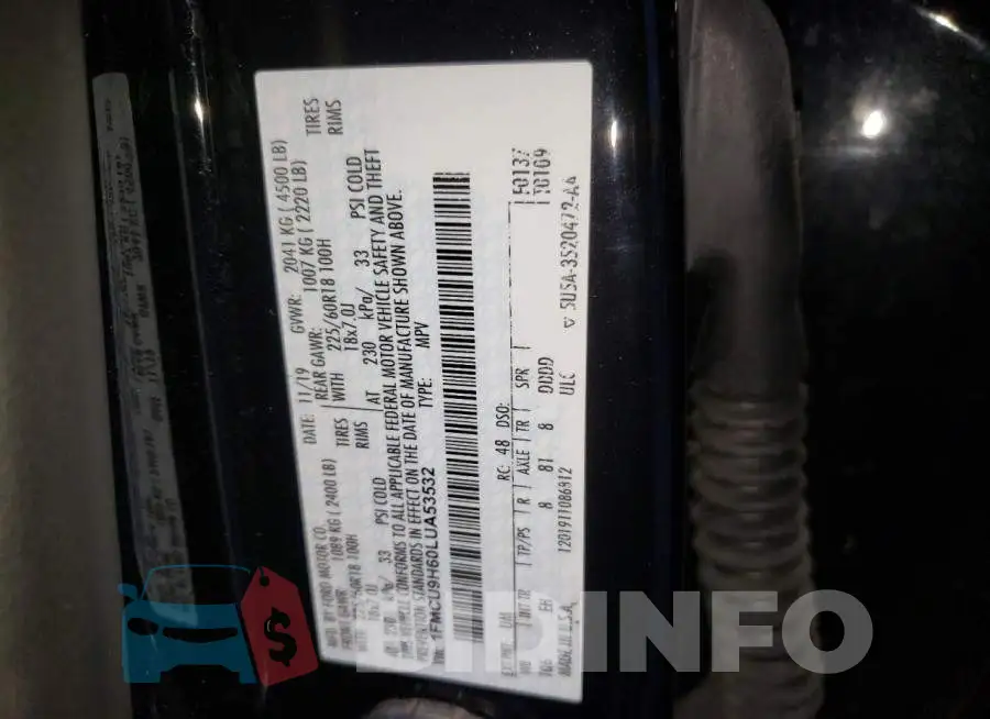 1FMCU9H60LUA53532 Photo# 12