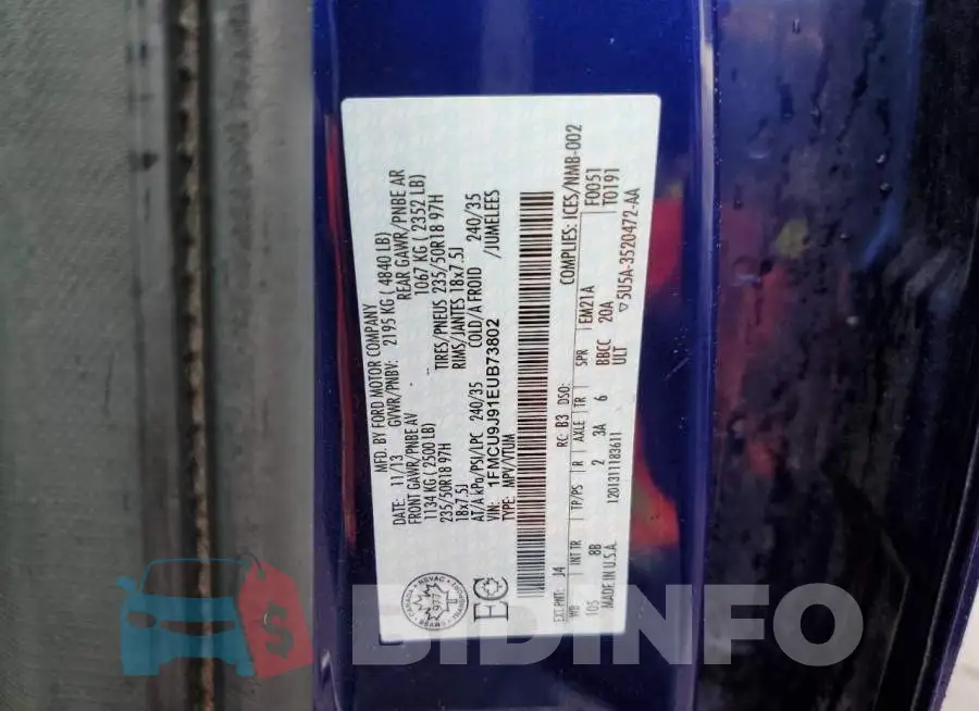 1FMCU9J91EUB73802 Photo# 13