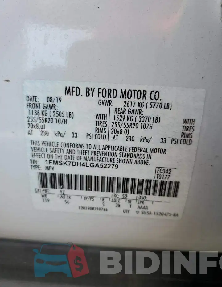 1FMSK7DH4LGA52279 Photo# 14