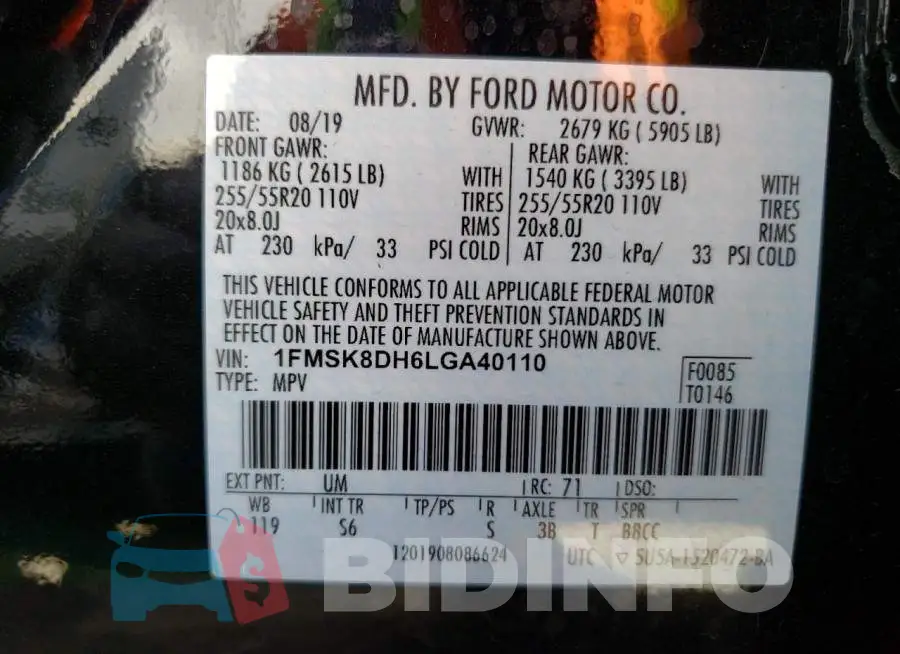 1FMSK8DH6LGA40110 Photo# 13