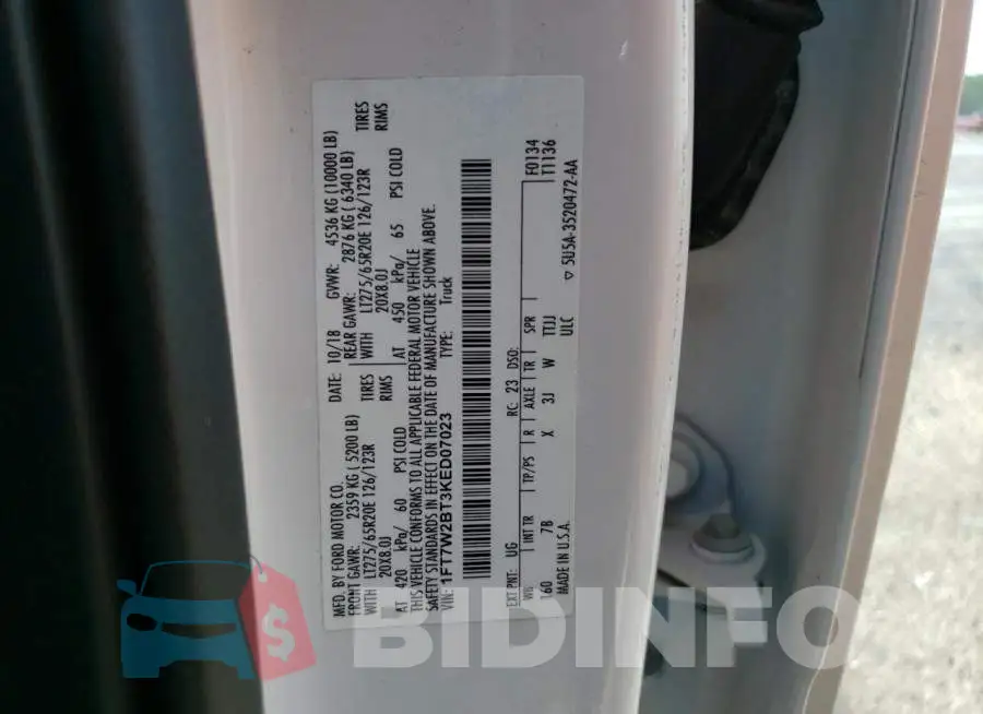1FT7W2BT3KED07023 Photo# 12