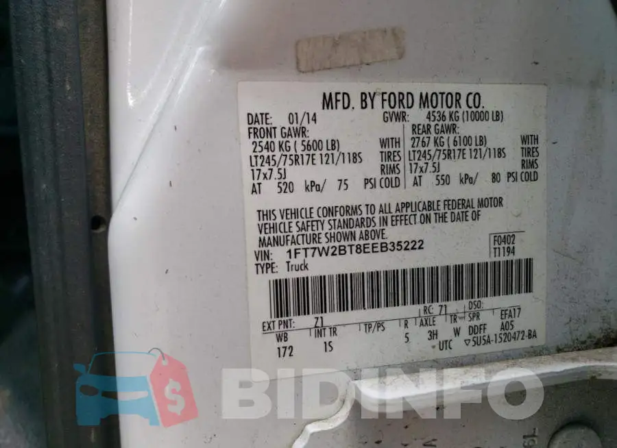 1FT7W2BT8EEB35222 Photo# 12