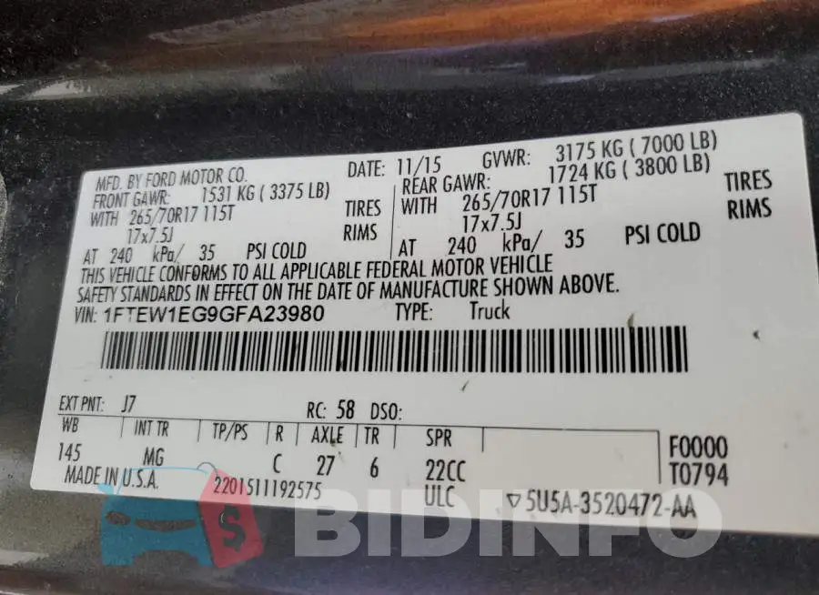 1FTEW1EG9GFA23980 Photo# 12