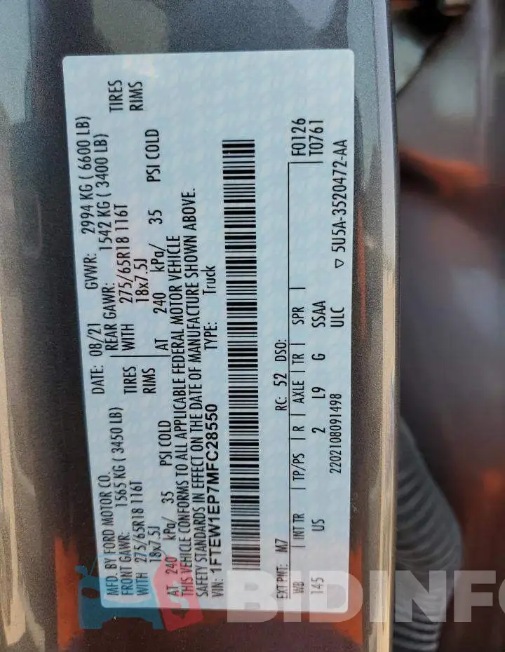 1FTEW1EP7MFC28550 Photo# 12