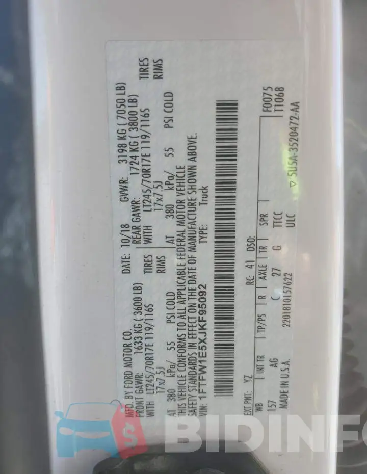 1FTFW1E5XJKF95092 Photo# 12