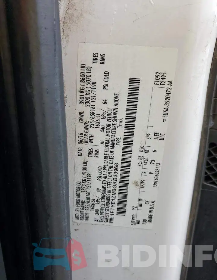 1FTYE1ZM0GKB33968 Photo# 12