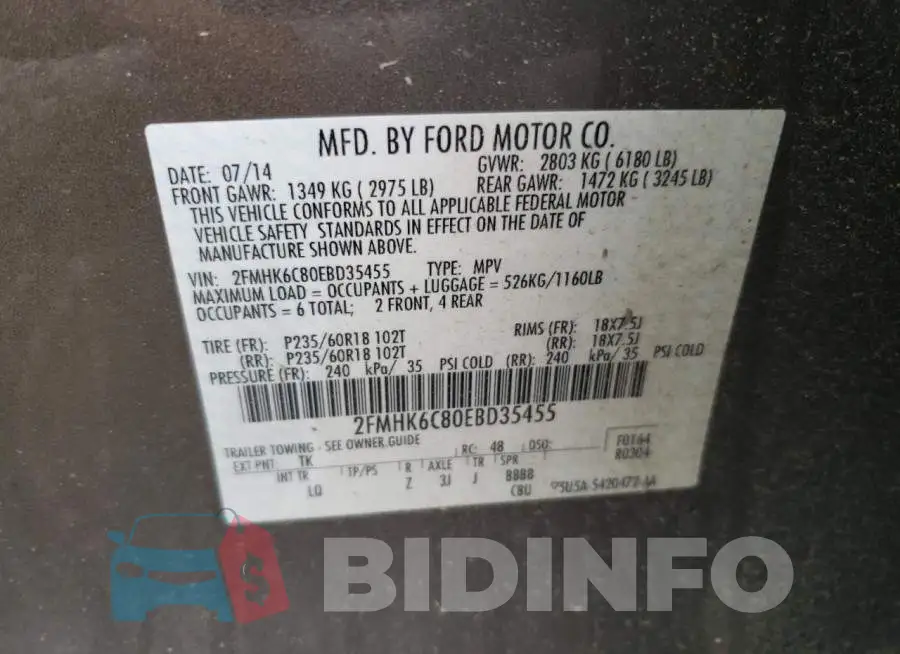 2FMHK6C80EBD35455 Photo# 13