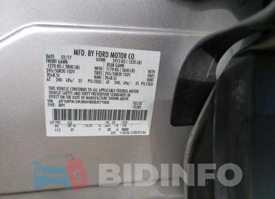 2FMPK3K96HBB57169 Photo# 12