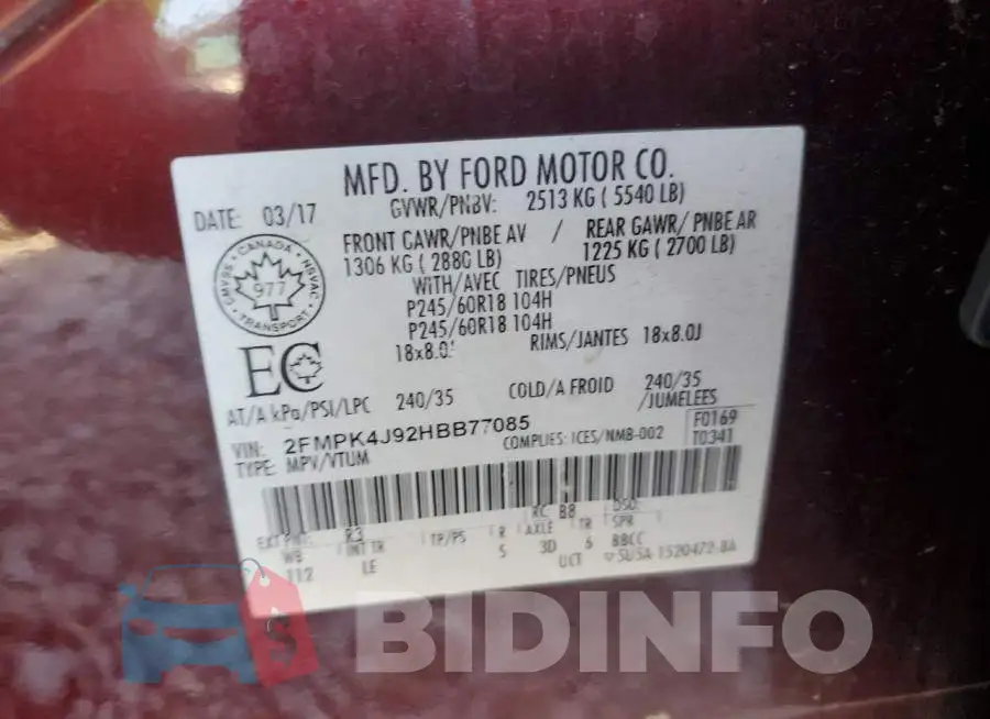 2FMPK4J92HBB77085 Photo# 13