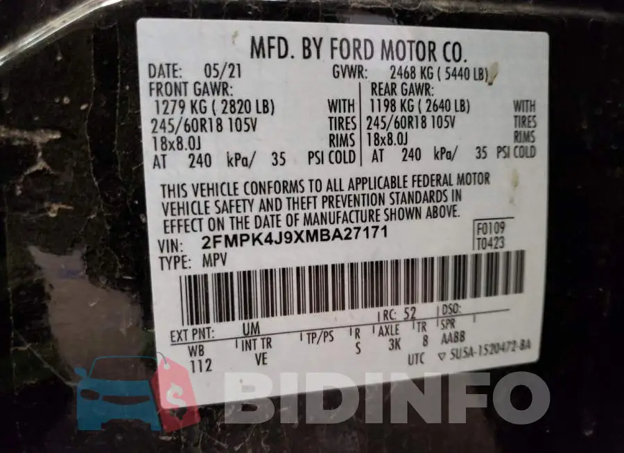 2FMPK4J9XMBA27171 Photo# 14