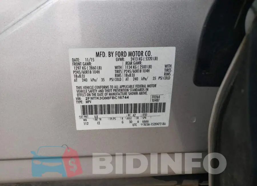 2FMTK3G98FBC16744 Photo# 12
