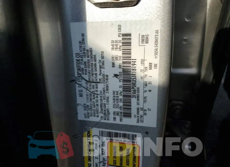 3FA6P0RU5JR181941 Photo# 12