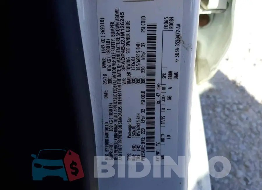 3FADP4BJ2JM126245 Photo# 12