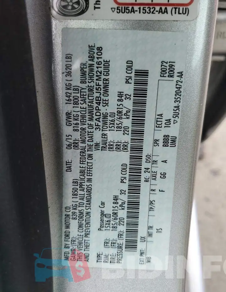 3FADP4BJ5FM216108 Photo# 13