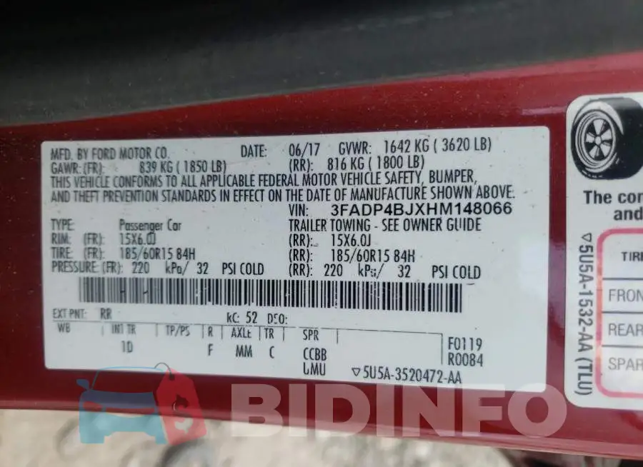 3FADP4BJXHM148066 Photo# 12