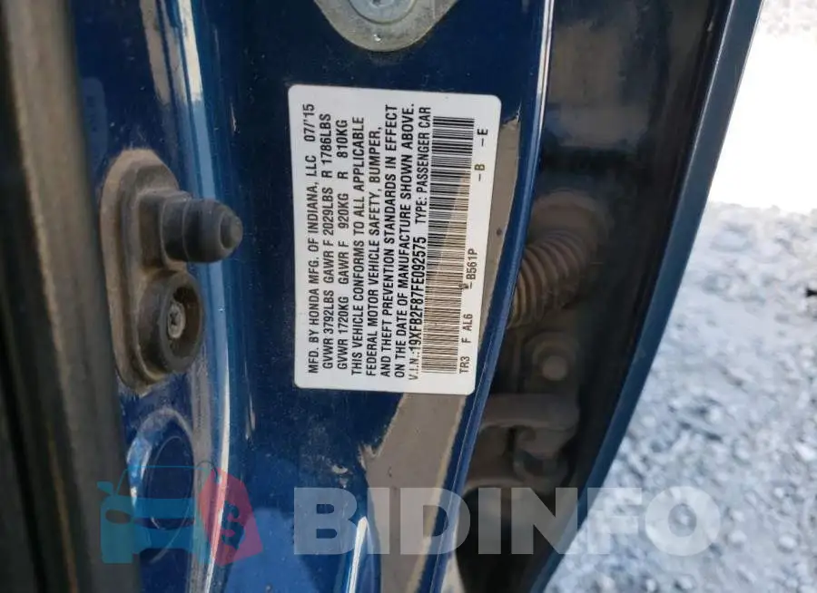 19XFB2F87FE092575 Photo# 12