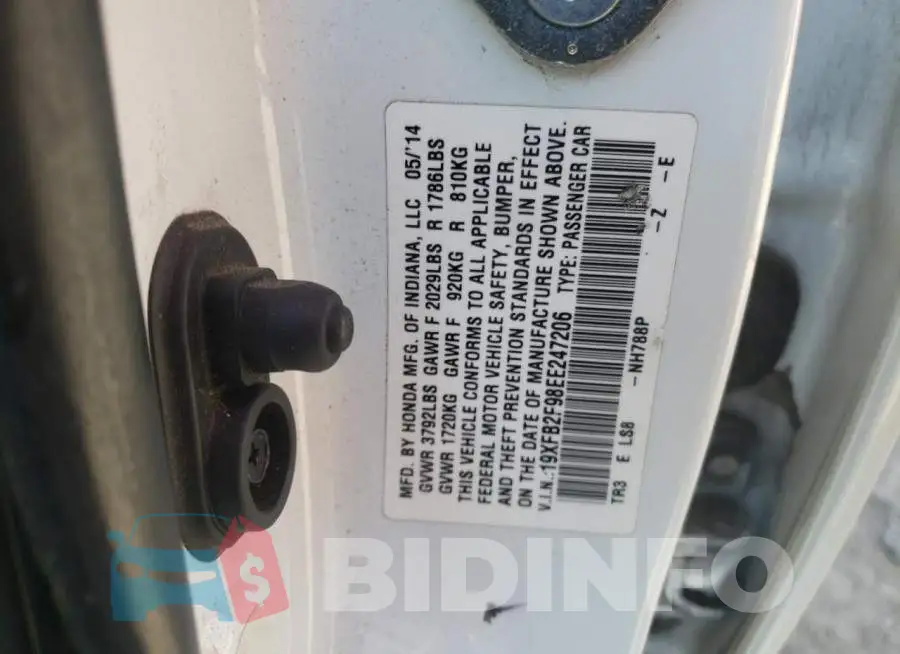 19XFB2F98EE247206 Photo# 12