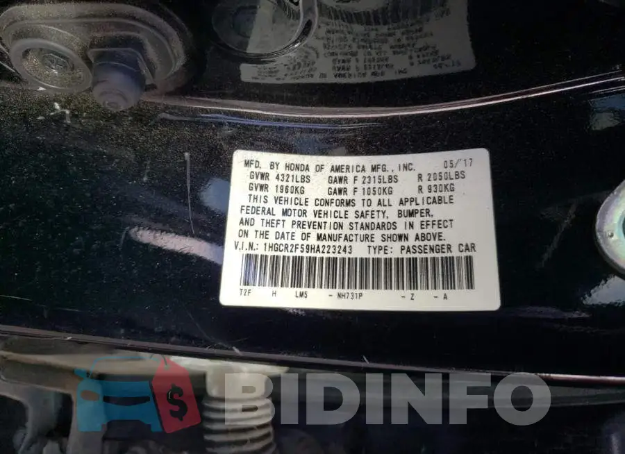 1HGCR2F59HA223243 Photo# 12