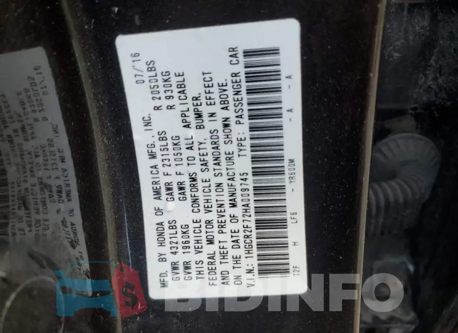 1HGCR2F72HA009745 Photo# 13
