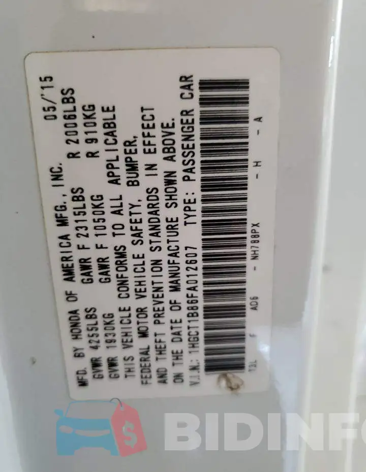 1HGCT1B86FA012607 Photo# 12