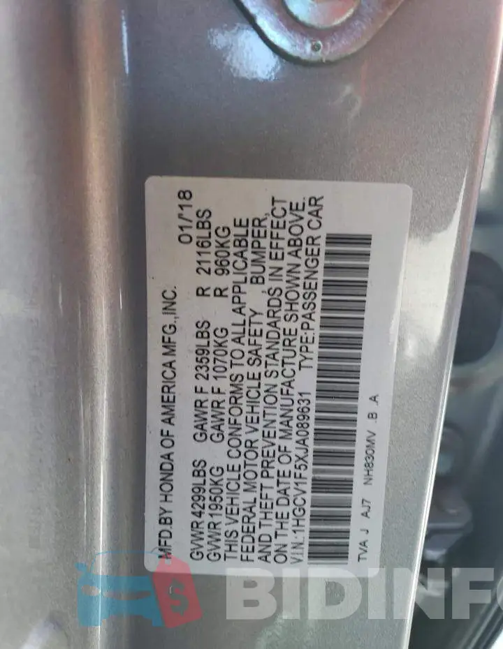 1HGCV1F5XJA089631 Photo# 12