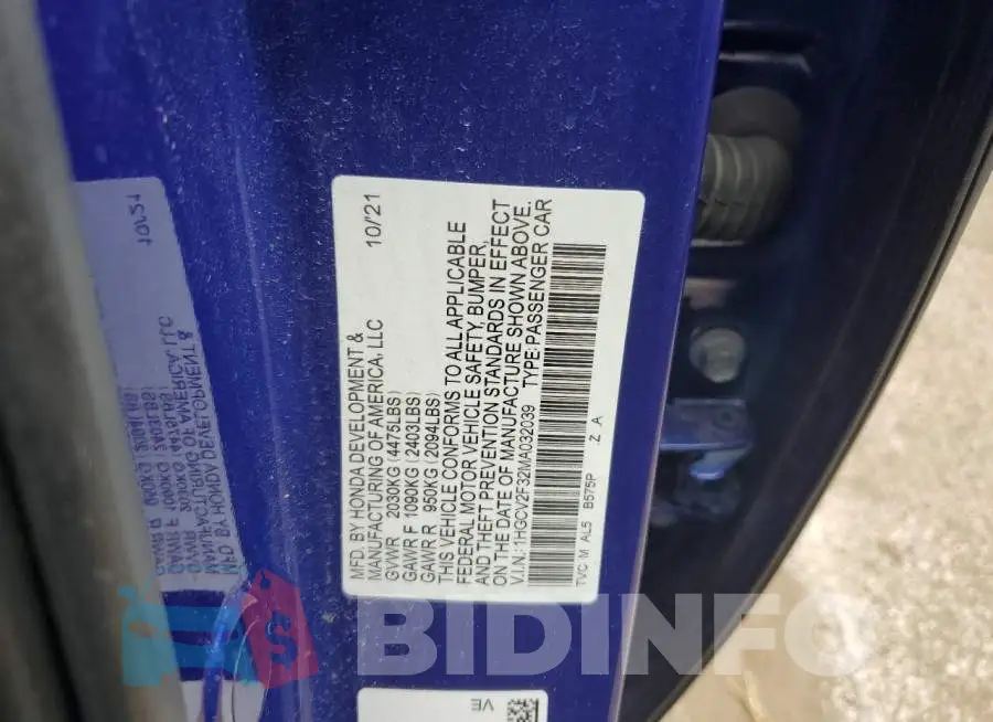 1HGCV2F32MA032039 Photo# 12