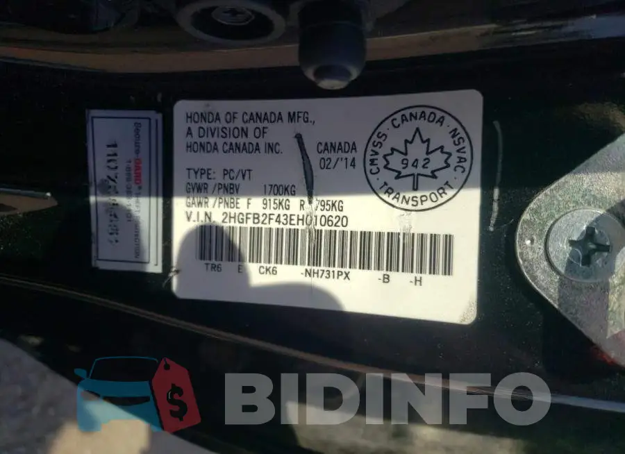 2HGFB2F43EH010620 Photo# 12