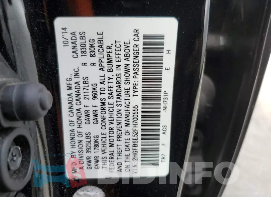 2HGFB6E52FH700555 Photo# 12
