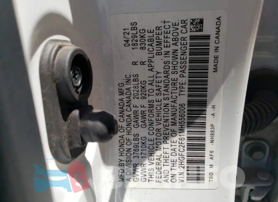 2HGFC2F61MH556006 Photo# 12