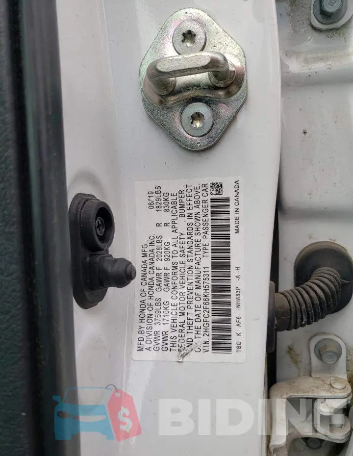 2HGFC2F66KH575311 Photo# 12