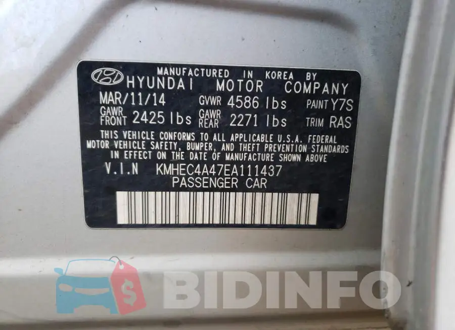 KMHEC4A47EA111437 Photo# 12