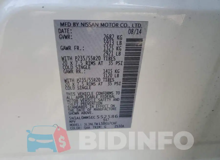5N1AL0MM5EC552586 Photo# 12