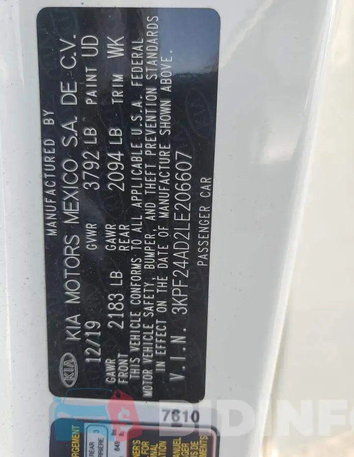 3KPF24AD2LE206607 Photo# 12