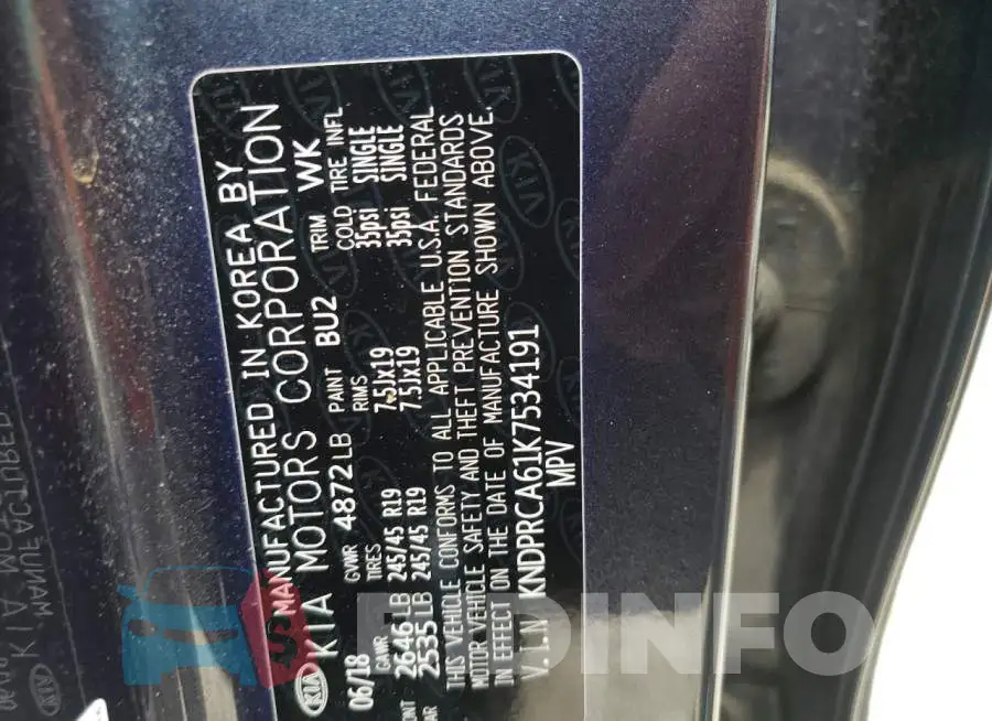 KNDPRCA61K7534191 Photo# 10