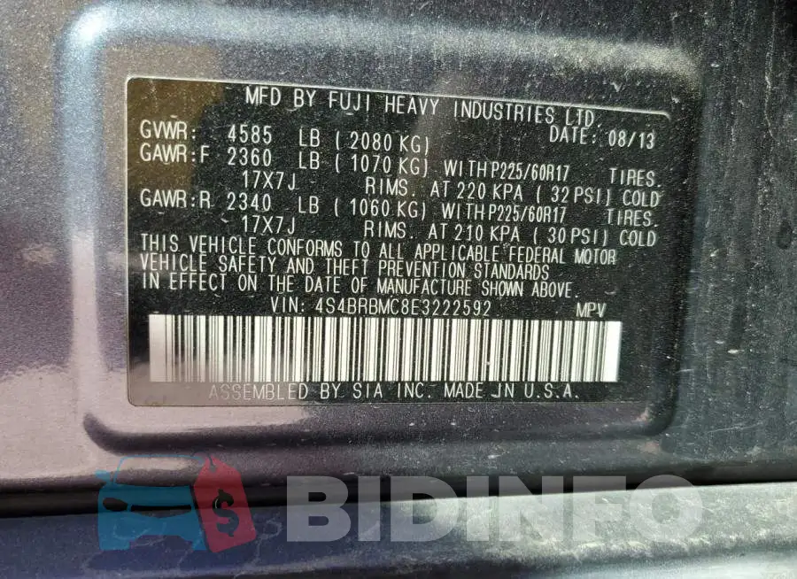 4S4BRBMC8E3222592 Photo# 13