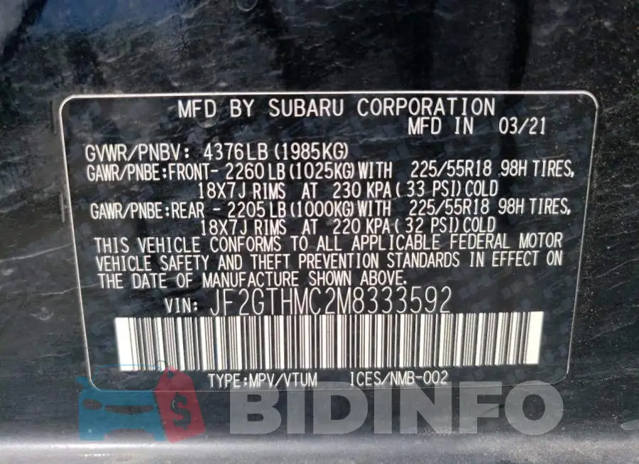 JF2GTHMC2M8333592 Photo# 13