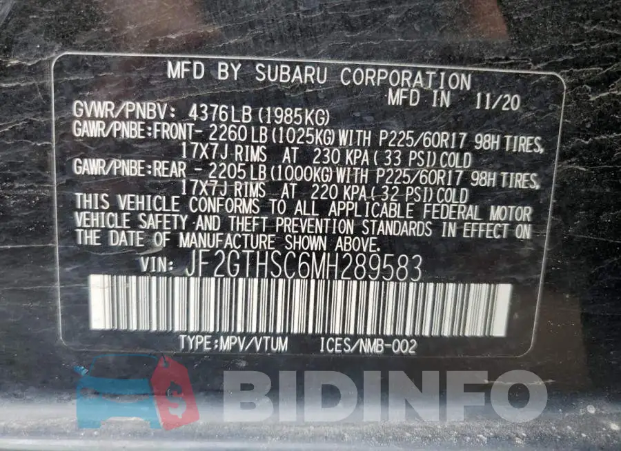 JF2GTHSC6MH289583 Photo# 12