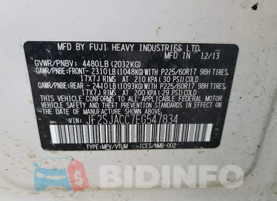 JF2SJACC7EG547834 Photo# 13