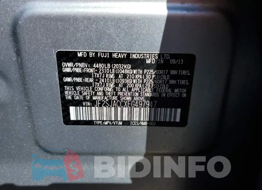 JF2SJACCXEG497947 Photo# 13