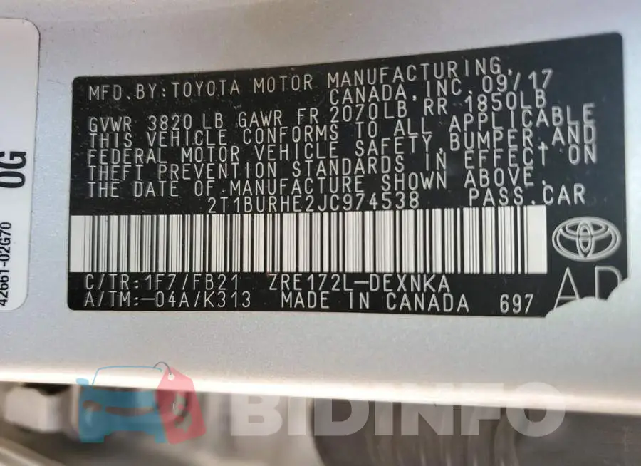 2T1BURHE2JC974538 Photo# 12