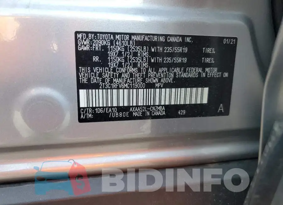 2T3C1RFV6MC119000 Photo# 14