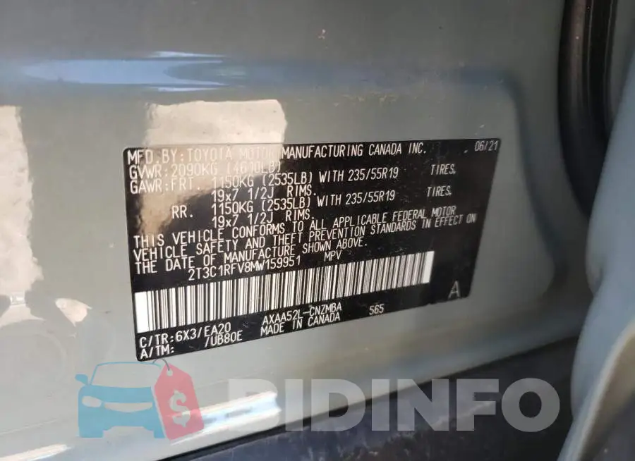 2T3C1RFV8MW159951 Photo# 13