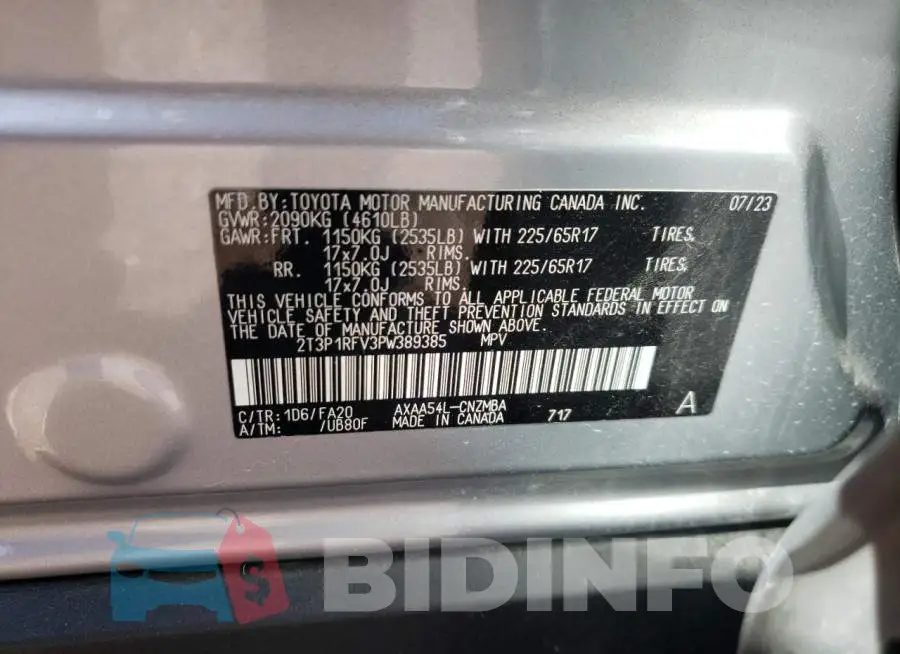2T3P1RFV3PW389385 Photo# 13