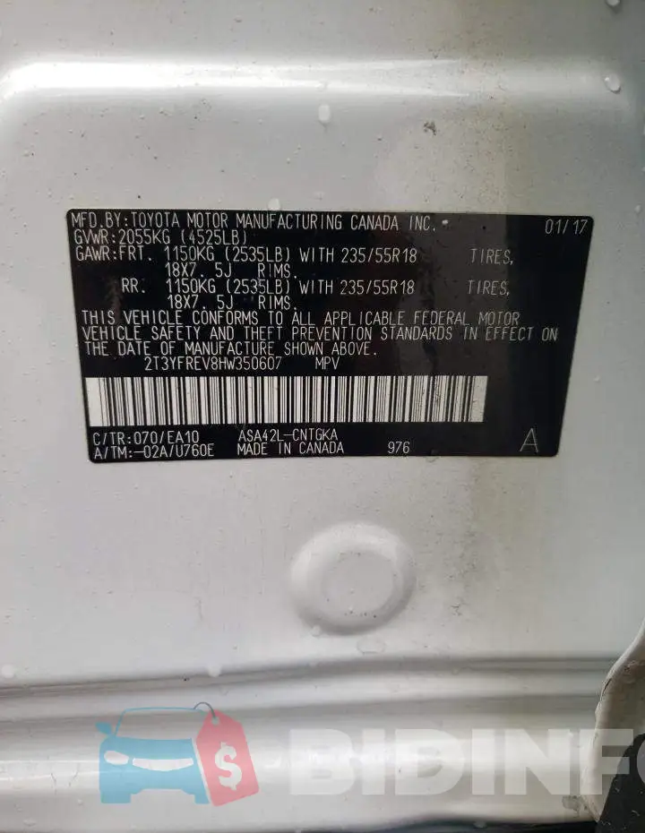 2T3YFREV8HW350607 Photo# 14