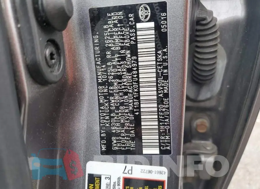 4T1BF1FK0FU484979 Photo# 13