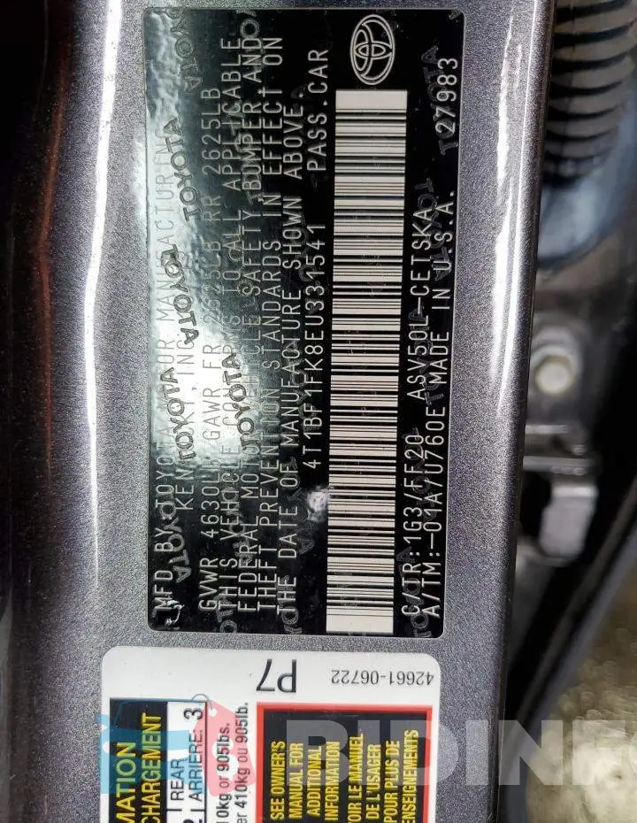 4T1BF1FK8EU331541 Photo# 12