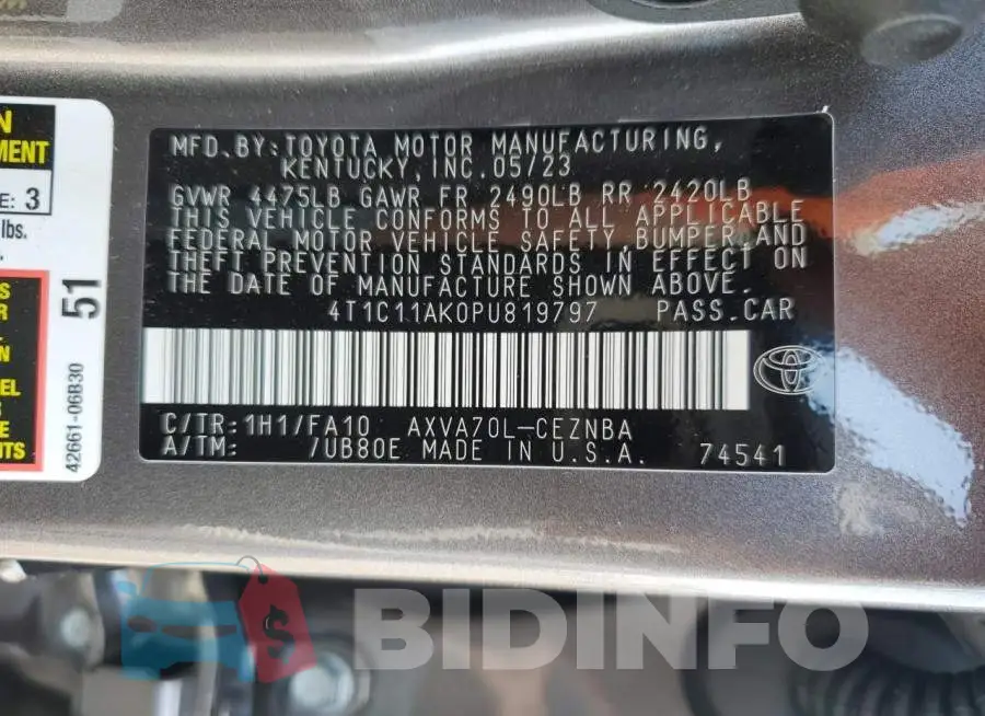 4T1C11AK0PU819797 Photo# 12